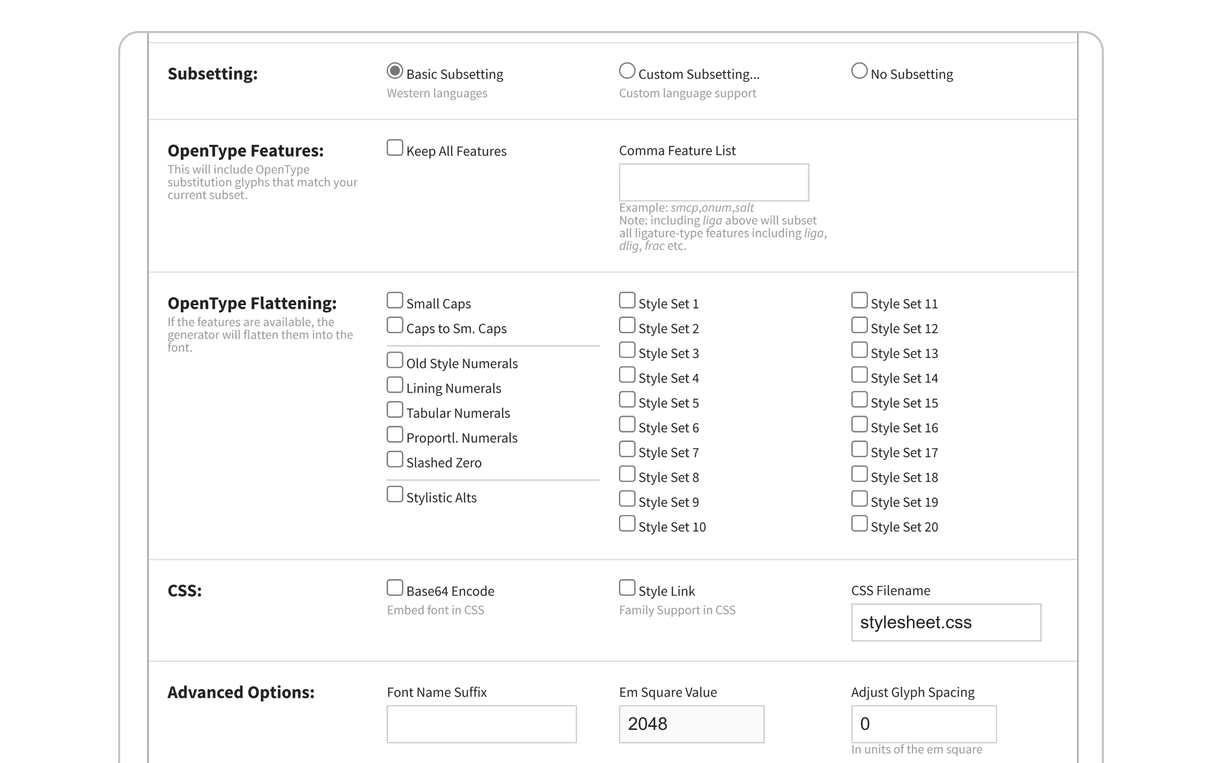 Web-LighthousePerformanceScoring-FontSquirrelMoreSettings